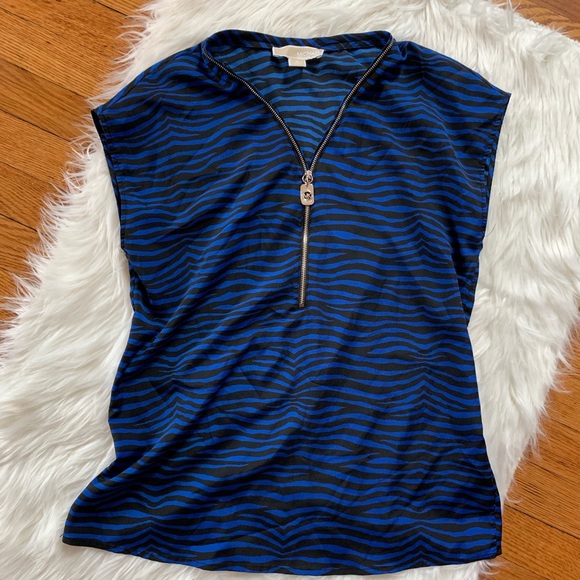 Michael Kors Tops - Michael Kors Blue Zebra Print Blouse